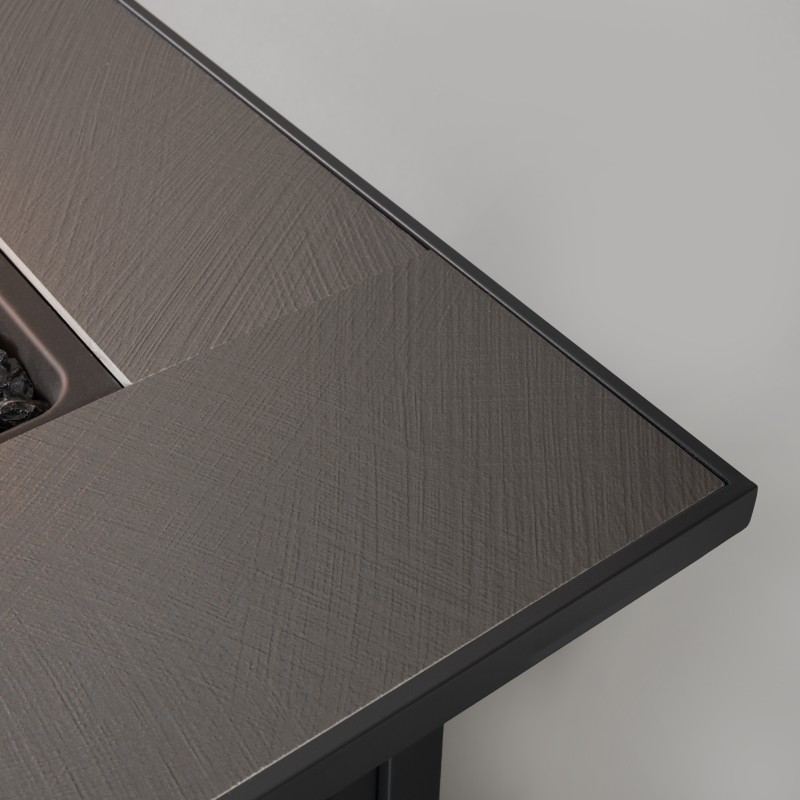 Iron Metal Gas Fire Pit - Heavy Duty Steel Design with Glass Tabletop & Slide-Out Tank Holder for Patio & Backyard (4)