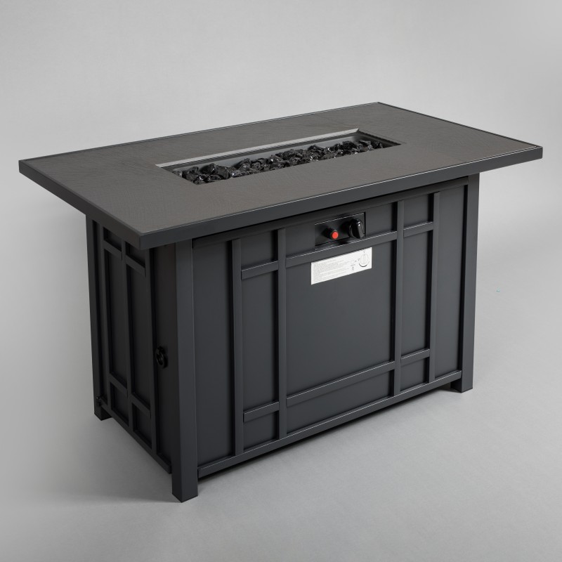 Iron Metal Gas Fire Pit - Heavy Duty Steel Design with Glass Tabletop & Slide-Out Tank Holder for Patio & Backyard (6)