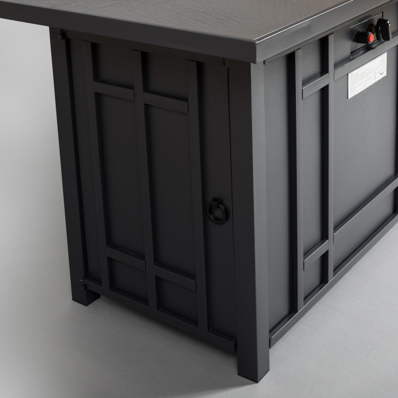 Iron Metal Gas Fire Pit - Heavy Duty Steel Design with Glass Tabletop & Slide-Out Tank Holder for Patio & Backyard (7)